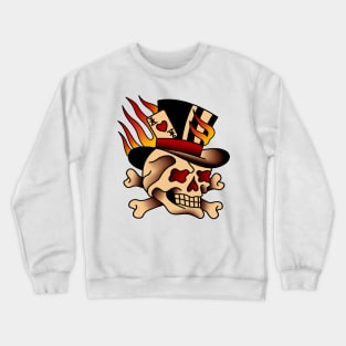 Flaming Top Hat Skull Crewneck Sweatshirt